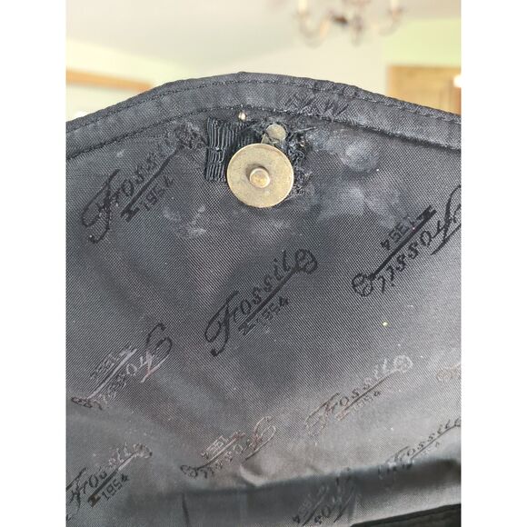 Vintage Fossil 1954 Pebbled Black Leather Crossbody Shoulder Bag Purse‎ 75082 - Picture 5 of 9